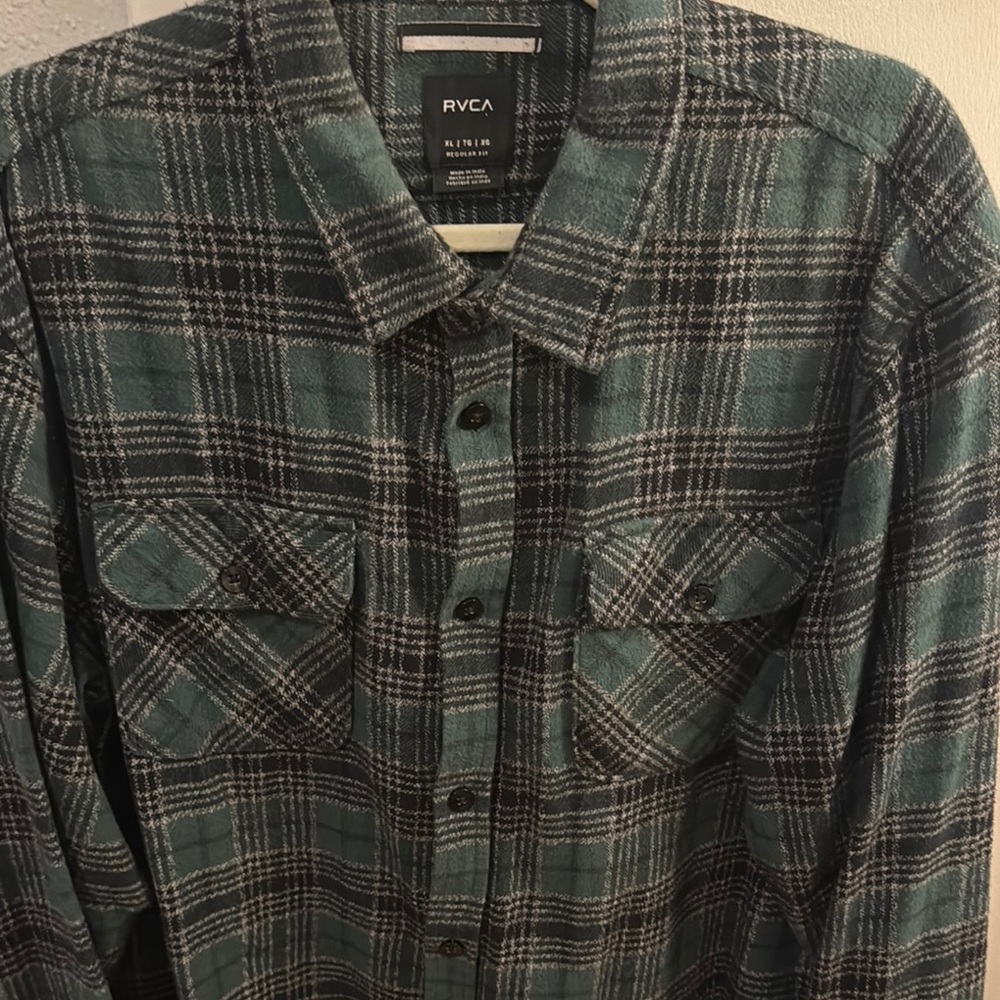 RVCA Green Plaid Button-Up Shirt